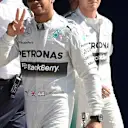 Pole sitter Lewis Hamilton (GBR) Mercedes AMG F1 celebrates in parc ferme. Formula One World Championship, Rd13, Italian Grand Prix, Monza, Italy, Qualifying, Saturday, 6 September 2014 © Sutton Images. No reproduction without permission