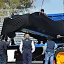 The car of Lewis Hamilton (GBR) Mercedes AMG F1 W05 is craned away following his crash at Turn One. Formula One Testing, Jerez, Spain, Day One, Tuesday, 28 January 2014. © Sutton Images