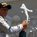 Third placed Michael Schumacher (GER) Mercedes AMG F1 celebrates on the podium. Formula One World Championship, Rd8, European Grand Prix, Race Day, Valencia, Spain, Sunday, 24 June 2012. © Sutton Images