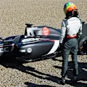 Esteban Gutierrez (MEX) Sauber C33 in the gravel. Formula One Testing, Jerez, Spain, Day Two, Wednesday, 29 January 2014. © Sutton Images