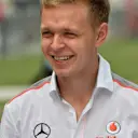 Tom Kristensen (DEN) talks with Kevin Magnussen (DEN) McLaren. Formula One World Championship, Rd16, Indian Grand Prix, Buddh International Circuit, Greater Noida, New Delhi, India, Practice, Friday, 25 October 2013. © Sutton Images