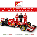 Fernando Alonso, Stefano Domenicali and Kimi Raikkonen with the Ferrari F14 T. © Ferrari