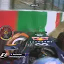 Daniel Ricciardo loses the rear end of his Red Bull RB10 exiting the final corner, slamming into the barriers and bringing out the red flags © FOWC Ltd