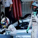 Race winner Lewis Hamilton (GBR) Mercedes AMG F1 W05 and Nico Rosberg (GER) Mercedes AMG F1 in parc ferme. Formula One World Championship, Rd16, Russian Grand Prix, Race, Sochi Autodrom, Sochi, Krasnodar Krai, Russia, Sunday, 12 October 2014