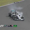 Mercedes' Lewis Hamilton is one of many drivers to lock his brakes at the hairpin during Q2 © FOWC Ltd