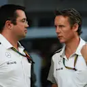 (L to R): Eric Boullier (FRA) McLaren Racing Director and Sam Michael (AUS) McLaren Sporting Director. Formula One World Championship, Rd16, Russian Grand Prix, Qualifying, Sochi Autodrom, Sochi, Krasnodar Krai, Russia, Saturday, 11 October 2014
