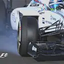 Grip is at a premium early on in FP1 at Sochi Autodrom, as Williams' Felipe Massa discovers when he locks up under braking © FOWC Ltd