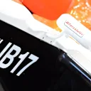 Thoughts for Jules Bianchi (FRA) Marussia F1 Team. #JB17. Formula One World Championship, Rd16, Russian Grand Prix, Practice, Sochi Autodrom, Sochi, Krasnodar Krai, Russia, Friday, 10 October 2014