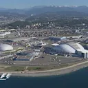 Bright sunshine and blue skies above the Olympic park, minutes before the start of the first Formula One practice session at Sochi Autodrom © FOWC Ltd