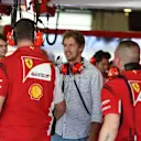 Sebastian Vettel (GER) Ferrari meets the Ferrari team members. Formula One Testing, Yas Marina Circuit, Abu Dhabi, UAE, Tuesday, 25 November 2014