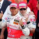 Lewis Hamilton (GBR) Mclaren MP4-22 and Fernando Alonso (ESP) McLaren in parc Ferme Formula One World Championship, Rd 5, Monaco Grand Prix, Race, Monte-Carlo, Monaco, Sunday, 27 May 2007. © Sutton Images