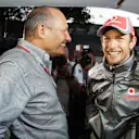  L-R: Ron Dennis (GBR) McLaren Executive Chairman with Jenson Button (GBR) McLaren. Formula One World Championship, Rd1, Australian Grand Prix, Race, Albert Park, Melbourne, Australia, Sunday, 18 March 2012. © Sutton Images