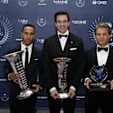 (L to R) Mercedes' Lewis Hamilton, Toto Wolff and Nico Rosberg during the FIA Prize Giving 2014 on December 5th 2014, at Doha, Qatar. © Jean Michel Le Meur / DPPI