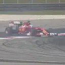 Fernando Alonso spins his Ferrari. © FOWC Ltd