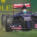 Jean-Eric Vergne in the other Toro Rosso follows suit just moments later © FOWC Ltd. No reproduction without permission.