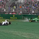 Kamui Kobayashi (JPN) Caterham CT05 hits Felipe Massa (BRA) Williams FW36 at the start of the race. Formula One World Championship, Rd1, Australian Grand Prix, Race, Albert Park, Melbourne, Australia, Sunday, 16 March 2014. © Sutton Images