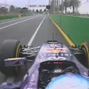 Red Bull's Sebastian Vettel brushes the wall coming out of Turn 10. © FOWC Ltd