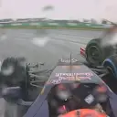 Daniil Kyvat's Toro Rosso collides with the Ferrari of Fernando Alonso, triggering an early red flag in Q2. © FOWC Ltd