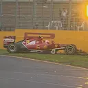 Ferrari's Kimi Raikkonen crashes and brings out the yellow flags on his final lap of Q2. © FOWC Ltd