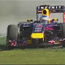 Sebastian Vettel pushes his Red Bull, affectionately named Suzie, to the limit at the first corner © FOWC Ltd. No reproduction without permission.