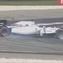 Felipe Massa spins his Williams at the same corner as Alonso. © FOWC Ltd