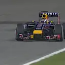 Sebastian Vettel, sporting a new helmet for qualifying, struggles to find any significant pace in his Red Bull. His early time is only good enough for seventh. © FOWC Ltd