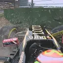 Pastor Maldonado misjudges his entry to the pit lane and crashes his Lotus into the barriers. © FOWC Ltd