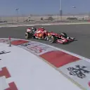 Ferrari's Kimi Raikkonen, running on soft tyres, grabs fifth place, but is eventually demoted to 10th as others also improve. © FOWC Ltd