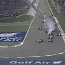 The mad dash down to the first corner. Lewis Hamilton gets a better launch off the line than pole-sitting Mercedes team mate Nico Rosberg and takes the lead. © FOWC Ltd