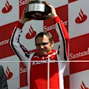 Stefano Domenicali (ITA) Ferrari General Director celebrates on the podium. Formula One World Championship, Rd 9, British Grand Prix, Race, Silverstone, England, Sunday, 10 July 2011. © Sutton Images
