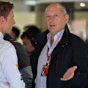 Jenson Button (GBR) McLaren and Ron Dennis (GBR) McLaren Executive Chairman. Formula One World Championship, Rd4, Chinese Grand Prix, Qualifying, Shanghai, China, Saturday, 19 April 2014. © Sutton Images