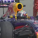 Sebastian Vettel is forced to stop his Red Bull on track for the second time this weekend at the start of Q3, bringing out the red flags. © FOWC Ltd