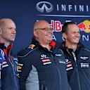 Red Bull Racing RB10 launch (L to R): Daniel Ricciardo (AUS) Red Bull Racing, Adrian Newey (GBR) Red Bull Racing Chief Technical Officer, Rob Marshall (GBR) Red Bull Racing Chief Designer and Paul Monaghan (GBR) Red Bull Racing Chief Engineer. Formula One Testing, Jerez, Spain, Day One, Tuesday 28 January 2014. © Sutton Images