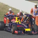 Sebastian Vettel is forced to stop his Red Bull RB10 out on track. © FOWC Ltd.