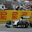 Race winner Lewis Hamilton (GBR) Mercedes AMG F1 W05 crosses the line. Formula One World Championship, Rd5, Spanish Grand Prix, Race, Barcelona, Spain, Sunday, 11 May 2014. © Sutton Images