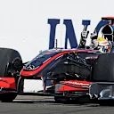 Race winner Lewis Hamilton (GBR) McLaren MP4/24 crosses the line to win. Formula One World Championship, Rd 10, Hungarian Grand Prix, Race, Budapest, Hungary, Sunday, 26 July 2009. © Sutton Images