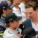 (L to R): Race winner Nico Rosberg (GER) Mercedes AMG F1 is interviewed by Benedict Cumberbatch (GBR) actor, after the podium ceremony. Formula One World Championship, Rd6, Monaco Grand Prix, Race, Monte-Carlo, Monaco, Sunday, 25 May 2014. © Sutton Images