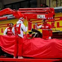 The car of Kimi Raikkonen (FIN) Ferrari F14 T is returned to the pits after stopping on track. Formula One Testing, Day One, Barcelona, Spain, Tuesday, 13 May 2014. © Sutton Images