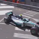 In the dying seconds of Q3, Mercedes' Nico Rosberg locks up into turn 5, Mirabeau, bringing out yellow flags and hindering team mate Lewis Hamilton's final lap. © FOWC Ltd