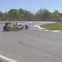 Sauber's Sergio Perez is the third driver in quick succession to spin on the entry to Turn 8, following Caterham's Marcus Ericsson and Lotus's Romain Grosjean. © FOWC Ltd.