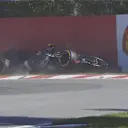 Esteban Gutierrez hits the wall at Turn 4, briefly bringing out the red flags while his stricken Sauber is recovered. © FOWC Ltd.