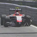 Further down the track at Turn 5, Max Chilton's stricken Marussia comes to a standstill. Recovering the cars and debris means the safety car makes an early appearance. © FOWC Ltd