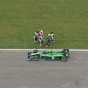 Marcus Ericsson's Caterham stops on track on the exit of Turn 1 after just 25 minutes of FP1. © FOWC Ltd