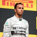 Lewis Hamilton (GBR) Mercedes AMG F1 on the podium. Formula One World Championship, Rd11, Hungarian Grand Prix, Race Day, Hungaroring, Hungary. Sunday, 27 July 2014