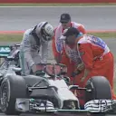 Lewis Hamilton's afternoon is over as his Mercedes' engine stops unexpectedly on track. © FOWC Ltd