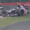 Danii Kvyat has a huge moment in his Toro Rosso, at the same point where Williams' Felipe Massa crashed in Practice One. © FOWC Ltd