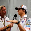 Juan Fosssaroli (ARG) Fox Sports talks with Esteban Gutierrez (MEX) Sauber. Formula One World Championship, Rd10, German Grand Prix, Race Day, Hockenheim, Germany, Sunday, 20 July 2014
