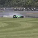 Marcus Ericsson slides his Caterham off the track at Becketts. Despite keeping his engine running, the car gets beached, ending his morning. © FOWC Ltd