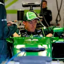 Andre Lotterer (GER) Caterham CT05 seat fitting. Formula One World Championship, Rd12, Belgian Grand Prix, Preparations, Spa-Francorchamps, Belgium, Thursday, 21 August 2014. © Sutton Images