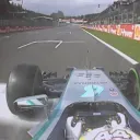 After a mistake at La Source on his first flying lap, Mercedes' Lewis Hamilton slots into a provisional second behind team mate Nico Rosberg. © FOWC Ltd